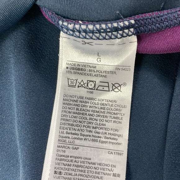 GapFit Women’s Navy Blue, GFast Color Block Crop Activewear Leggings, XL - Picture 4 of 10